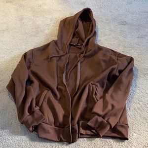 Drop Shoulder Zip Up Drawstring Hoodie, women’s LARGE